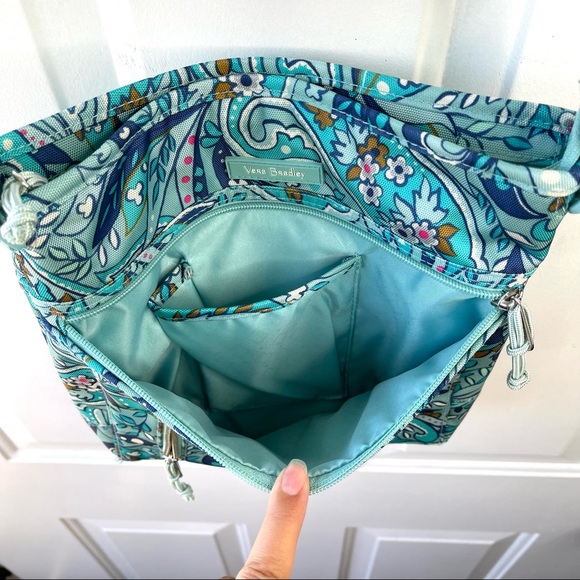 Vintage Vera Bradley Lighten Up Travel Ready CB Blue Daisy & Paisley Purse. - Picture 5 of 14